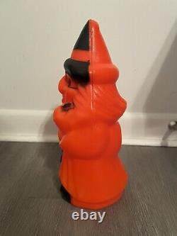 Empire Witch Holding Broom Blow Mold Halloween 1981 Orange Black Excellent