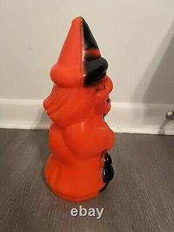 Empire Witch Holding Broom Blow Mold Halloween 1981 Orange Black Excellent