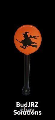 Flying Witch With Cat Orange Halloween Blow Mold Post + Globe 51 Inches Tall