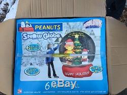GEMMY Airblown Inflatable 6 Peanuts Snoopy Charlie Brown Snow Globe NIB