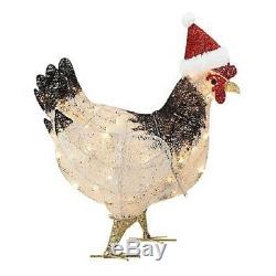 GEMMY CHRISTMAS 22 CRYSTAL SPLENDOR CHICKEN With SANTA HAT YARD DECOR LIGHTED