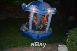GEMMY RARE BLUE 6' Animated Christmas Carousel Lighted Inflatable airblown