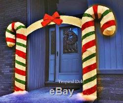 GIANT! 7 FT SWEET CANDY CANE ARCHWAY w Red Bow Tinsel Pre Lit Christmas Yard Art