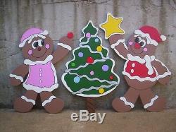 GINGERBREAD & TREE 3 pc. Christmas Yard Art