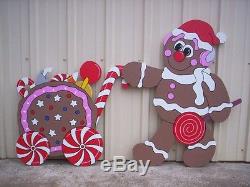 GINGERBREAD with Candy Cart 2 pc. Christmas Yard Art