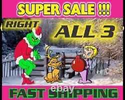 GRINCH CHRISTMAS STEALING Lights Cindy + Max + Grinch FACING RIGHT FREE SHIPPING