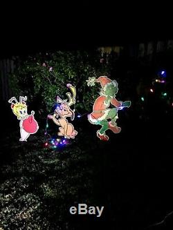 GRINCH Max the Dog & Cindy Lou Christmas yard art Stealing CHRISTMAS Lights