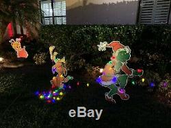 GRINCH Max the Dog & Cindy Lou Christmas yard art Stealing CHRISTMAS Lights