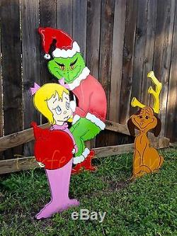 GRINCH Stealing CHRISTMAS Lights MAX & CINDY Lou Yard Art LEFT