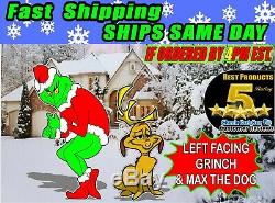 GRINCH Stealing CHRISTMAS Lights Yard Art LEFT Facing Grinch & MAX FAST SHIP