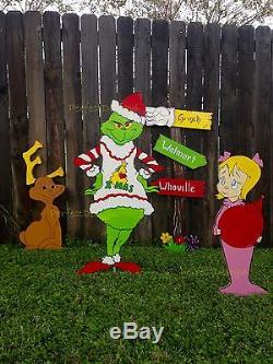 GRINCH Ugly Christmas Sweater Holiday Cheermeister Yard Art Decoration 4 Pieces
