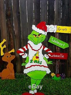 GRINCH Ugly Christmas Sweater Holiday Cheermeister Yard Art Decoration 4 Pieces