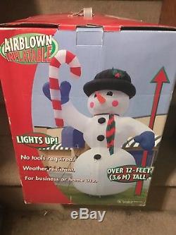 Gemmy 12.5 Christmas Snowman With Candycane Inflatable