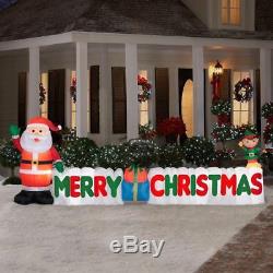 Gemmy 12ft Long Inflatable Airblown Merry Christmas Sign Outdoor Yard Decor