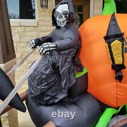 Gemmy 14FT Halloween Inflatable Blow up Grim Reaper Pumpkin Carriage Horse 2015