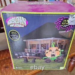 Gemmy 14FT Halloween Inflatable Blow up Grim Reaper Pumpkin Carriage Horse 2015