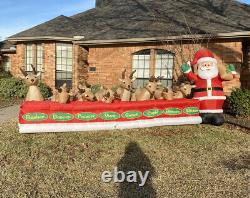 Gemmy 16.5 Ft Santa Feeding Eight Reindeer VIDEO Animated Christmas Inflatable