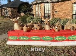 Gemmy 16.5 Ft Santa Feeding Eight Reindeer VIDEO Animated Christmas Inflatable