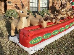 Gemmy 16.5 Ft Santa Feeding Eight Reindeer VIDEO Animated Christmas Inflatable