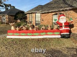 Gemmy 16.5 Ft Santa Feeding Eight Reindeer VIDEO Animated Christmas Inflatable