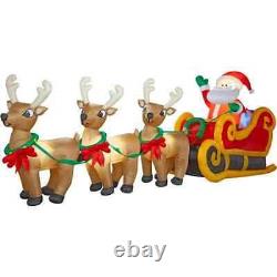 Gemmy 16' Long Airblown Christmas Inflatable Santa in Sleigh Three Reindeers