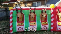 Gemmy 18 FOOT Santa's Reindeer Stable North Pole Airblown Inflatable Christmas