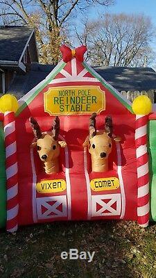 Gemmy 18 FOOT Santa's Reindeer Stable North Pole Airblown Inflatable Christmas