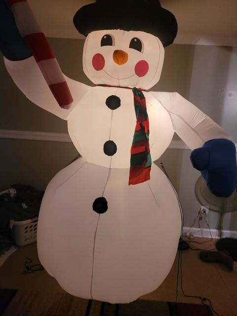 Gemmy 2002 8ft Christmas Snowman Candycane Light Up Airblown Inflatable Vtg Box