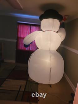 Gemmy 2002 8ft Christmas Snowman candycane Light Up Airblown Inflatable vtg box Gemmy 2002 8ft Christmas Snowman candycane Light Up Airblown Inflatable vtg box