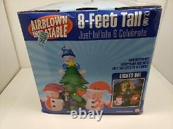 Gemmy 2004 8ft Christmas Tree & Snowmen Light Up Airblown Inflatable NEW