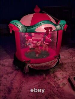 Gemmy 2005 6' Animated Carousel Christmas Airblown Inflatable SANTA Reindeer