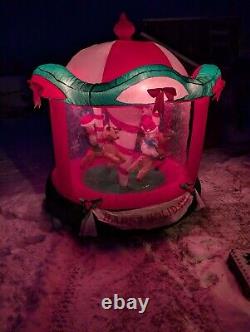 Gemmy 2005 6' Animated Carousel Christmas Airblown Inflatable SANTA Reindeer