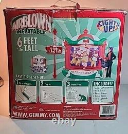 Gemmy 2005 6' Animated Carousel Christmas Airblown Inflatable SANTA Reindeer