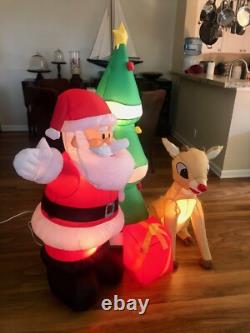 Gemmy 5.1' Rudolph the Red Nosed Reindeer & Santa Christmas Inflatable Gemmy 5.1' Rudolph the Red Nosed Reindeer & Santa Christmas Inflatable