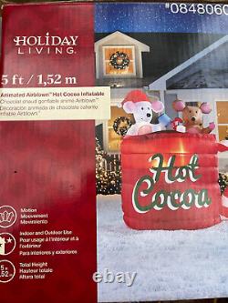 Gemmy 5' ANIMATED Mice Hot Cocoa Mug Lighted Christmas Inflatable Airblown-NEW