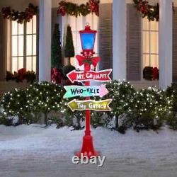 Gemmy 5' The Grinch LED Projection Lamp Post Holiday Decoration FAST SHIPPING