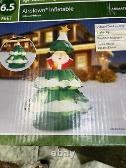 Gemmy 6-1/2' Animated Santa Lighted Christmas Tree inflatable Airblown NEW