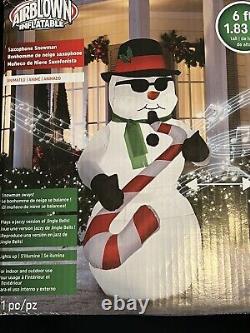 Gemmy 6' Christmas Saxophone Playing Jazz Musical Snowman Inflatable Airblown