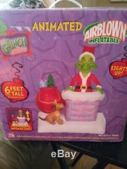 Gemmy 6' Lighted Animated Grinch & Max Christmas Airblown Inflatable 2007 MINT