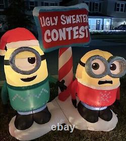 Gemmy 6' Minion Ugly Sweater Lighted Minion Christmas Inflatable Airblown- Used