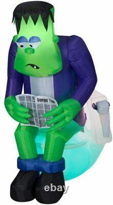 Gemmy 6 ft Halloween Inflatable Surprise Monster Toilet Scene with Sound
