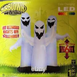 Gemmy 6ft Tall Airblown LED Color Changing Ghost Trio Halloween Yard Inflatable