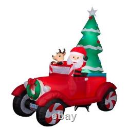Gemmy 7.5 Ft Santa Claus In Truck Christmas Inflatable WithReindeer & Tree New