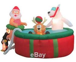 Gemmy 7.5' Lighted Animated Reindeer Swimming Pool Christmas Airblown Inflatable
