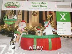 Gemmy 7.5' Lighted Animated Reindeer Swimming Pool Christmas Airblown Inflatable