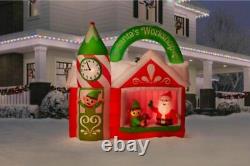 Gemmy 7.5 ft. Width Pre-Lit LED Animated Inflatable Santa's Workshop Scene