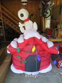 Gemmy 7' Peanuts Snoopy House Red Baron Lighted Christmas Inflatable Airblown VG