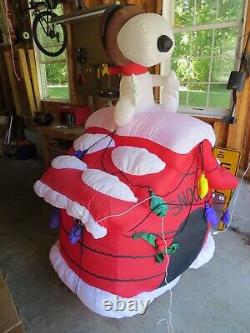 Gemmy 7' Peanuts Snoopy House Red Baron Lighted Christmas Inflatable Airblown VG