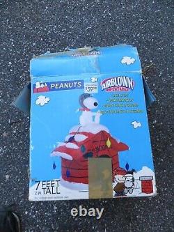 Gemmy 7' Peanuts Snoopy House Red Baron Lighted Christmas Inflatable Airblown VG