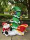 Gemmy 7' Santa Reindeer Crashing Into Tree Lighted Christmas Inflatable Airblown